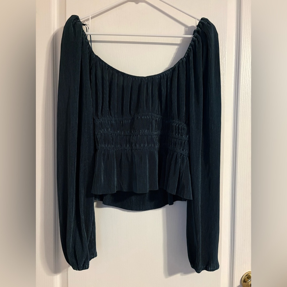 Astr Dark Green Long Sleeve Baby Doll Blouse Large Renaissance Whimsigoth Fairy